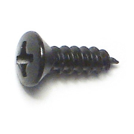 Midwest Fastener Sheet Metal Screw, #4 x 3/8 in, Black Steel Oval Head Phillips Drive, 40 PK 79514